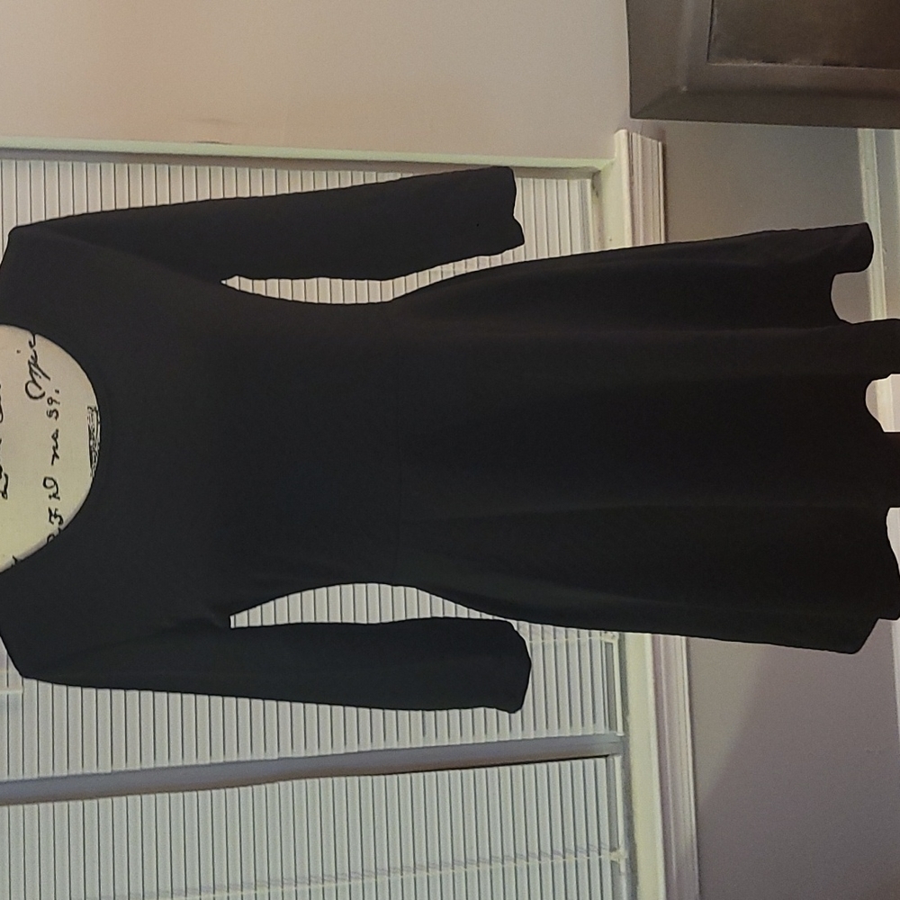 3/4 sleeve little  black dress with design